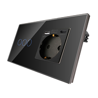 Bingoelec-Interruptor táctil de 3 entradas y 1 vía, enchufe alemán con USB A + C, 18W, carga rápida para el hogar