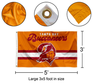 Bandera Retro Vintage Personalizada de los Tampa Bay Buccaneers, 3'x5', Bandera para Interiores/Exteriores, de una Sola Cara, Resistente al Agua y a la Decoloración, Precio Bajo - Product Image 5