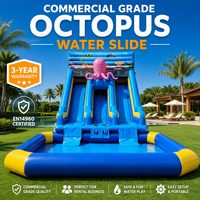 Toboggan aquatique gonflable de qualité commerciale avec piscine à jets d'eau, certifié EN14960 pour les entreprises de location d'événements estivaux en plein air