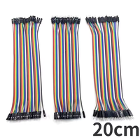 40 broches 20cm mâle à mâle Jump Wire Line Jump Starter DuPont Wire Câble de connexion électronique coloré 2.54mm Multicolore