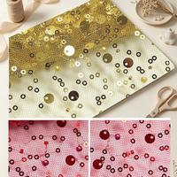 Tissu en maille non extensible brodé de sequins, perles à bulles de 3 mm et 7 mm, perles tubulaires pour vêtements de mariée, de soirée et de fête
