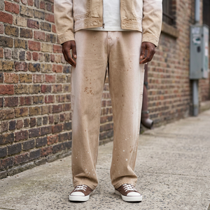 Pantalones Cargo Beige para Hombre, de Algodón y Mezclilla, Corte Holgado, Estilo Utilitario, Color Sólido, para Primavera - Product Image 3