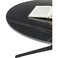 Ensemble de 2 tables basses rondes imbriquées, style moderne minimaliste, plateau en pierre frittée, pieds en métal noir, table basse pour petit appartement, salon