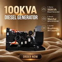 Générateur diesel à vendre, châssis ouvert, 80 kW, 100 kVA, démarrage automatique, 50 Hz avec ATS, 4 temps, refroidissement par eau