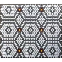 Simple série sombre céramique hexagone mosaïque à la main Puzzle Restaurant sol salle de bain mur porcelaine céramique mosaïque carreaux muraux