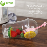 Gobelets en plastique PET rigide à paroi simple de qualité alimentaire 18 oz, durables, légers, transparents, imprimés UV, jetables, pour boissons froides glacées