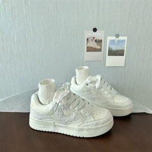 Baskets plateforme épaisses pour hommes et femmes, en toile à bords bruts, semelle épaisse, style <span class=keywords><strong>skate</strong></span> et décontracté blanc - Product Image 4
