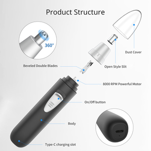 <span class=keywords><strong>Tondeuse</strong></span> et rasoir électrique rechargeable USB pour les oreilles, le <span class=keywords><strong>nez</strong></span> et les sourcils, en plastique portable, best-seller, pour hommes et femmes, avec batterie - Product Image 2