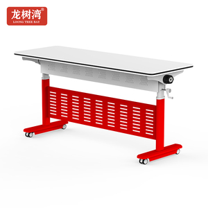 Tavolo da Conferenza Moderno in Ferro Pieghevole con Ruote e Altezza Regolabile, Scrivania Portatile per Laptop per Casa, Ufficio, Hotel e Scuola - Product Image 1