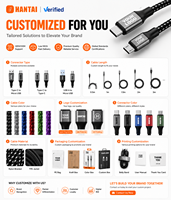 Kabel HANTAI Tipe C ke Micro USB 480Mbps Sinkronisasi Data Tahan Lama dengan Kabel Nilon Terjalin 1M/2M/3M untuk Perangkat Android S7