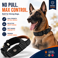 Collier tactique pour chien AirTag robuste, collier en nylon réfléchissant avec poignée, boucle à dégagement rapide pour chiens de taille moyenne et grande