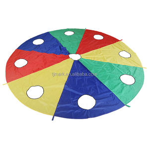 Passionnant 8FT 8 Poignées Enfants Enfants Travail D'équipe Coopérative Jouer Arc-En-Ciel <span class=keywords><strong>Parachute</strong></span> Imperméable À L'eau En Plein Air <span class=keywords><strong>Jeu</strong></span> Exercice Sport Outil Jouet - Product Image 6