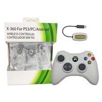Manette de jeu sans fil 2,4 G avec récepteur PC pour Xbox 360 dotée d'un moteur de vibration