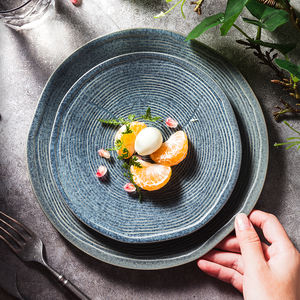 YAYU Restaurant Italien Hôtel Banquet Buffet Vaisselle Porcelaine Glaçure Bleue Dîner Plats Vaisselle En Céramique Japonais <span class=keywords><strong>Sushi</strong></span> Assiette - Product Image 3