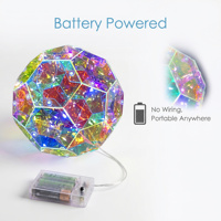 Boule LED prismatique irisée, alimentée par 3 piles AA, en PET, 8 modes de changement de couleur, à suspendre, pour Noël, mariage, décoration, cadeau, OEM, OD
