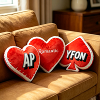 Coussin décoratif personnalisé de luxe en peluche, motif cœur de dessin animé mignon, imprimé animal/à pois, logo sur le devant, lavable, pour la maison, pour couples