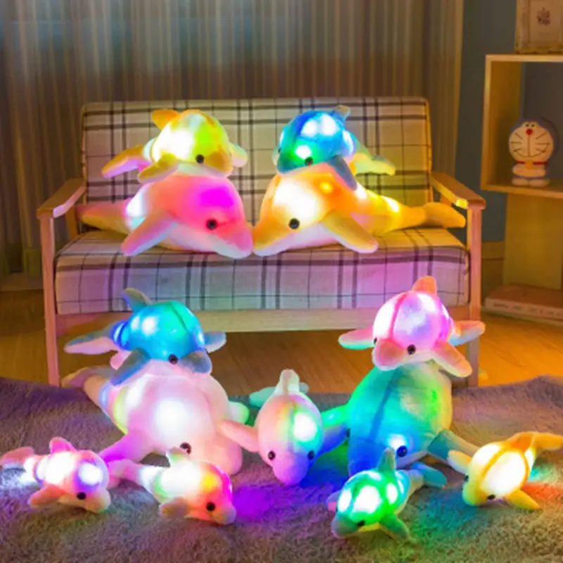 Hot bán tùy chỉnh bán buôn sáng tạo Twinkle Dolphin mềm Gối Phát Sáng sáng sang trọng nhồi bông Phát Sáng Led Light Up đồ chơi