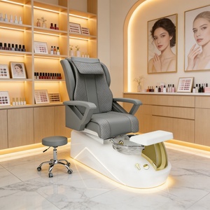 Fauteuil de pédicure de luxe avec siège inclinable et baignoire sans tuyauterie, lumière LED, massage chauffant, pour usage en salon de manucure - Product Image 4
