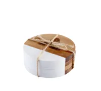 Marble and Wood Square Coaster Set, Combined