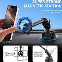 Support magnétique universel pour téléphone avec base à ventouse adhésive, support de voiture pratique pour téléphones mobiles