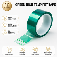 Ruban de masquage vert en polyester acrylique simple face haute température pour protection industrielle des surfaces, personnalisable OEM
