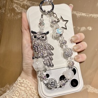 Cadena para Teléfono de Lujo con Cuentas de Cristal Estéticas, Color Azul Plateado Brillante, con Diseño de Rosa, Llavero y Colgante para Bolso, Regalo para Mujer, Adornos Finos