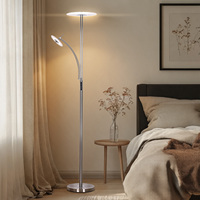 Lampe sur pied d'angle moderne de luxe à commande tactile, 3 niveaux de luminosité, haute luminosité, avec abat-jour transparent