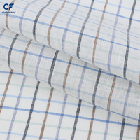 Tissu en lin à carreaux 120 G, teint en fil, style printemps-été et automne, chemise et jupe simples, fabriqués en lin pur sélectionné par des experts.
