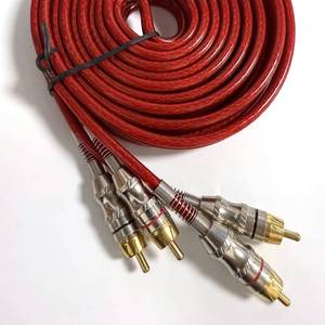 High-density braided male-to-male to 2R transparent RCA <b>car</b> audio cable - Product Image 1