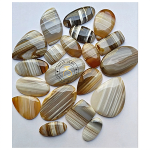 Cabujón de Ágata Amarilla Banda de Color 100% Natural de Alta Calidad, Lote a Precio Mayorista, Piedra Hecha a Mano para Fabricación de Joyería de Ágata Banda de Color - Product Image 1