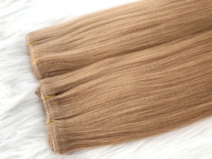 Venta al por mayor #27 Yaki Straight Double Wefted Clip en la extensión del pelo 100% Raw Russian Hair Double Drawn Tape PU Pre-Bonded Estilos - Product Image 2