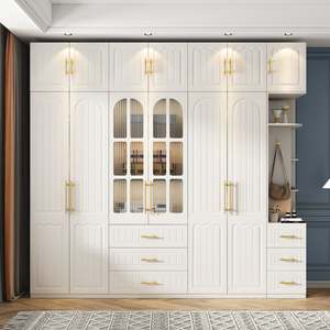 Santopova Luxury White <b>Wardrobe</b> Set, Integrated <b>Drawers</b> & Display Shelf, Home Storage Solution - Product Image 2