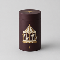 Boîte ronde en carton prune foncé de luxe avec logo personnalisé pour l'emballage de biscuits haut de gamme, tube cadeau de qualité alimentaire avec impression haute définition
