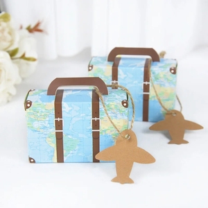 Chocolate Wedding Baby Small <strong>Cardboard</strong> Mini <strong>Suitcases</strong> Design Goodies Paper Gift Box Packaging With Handle for Wedding Sweets - Product Image 2