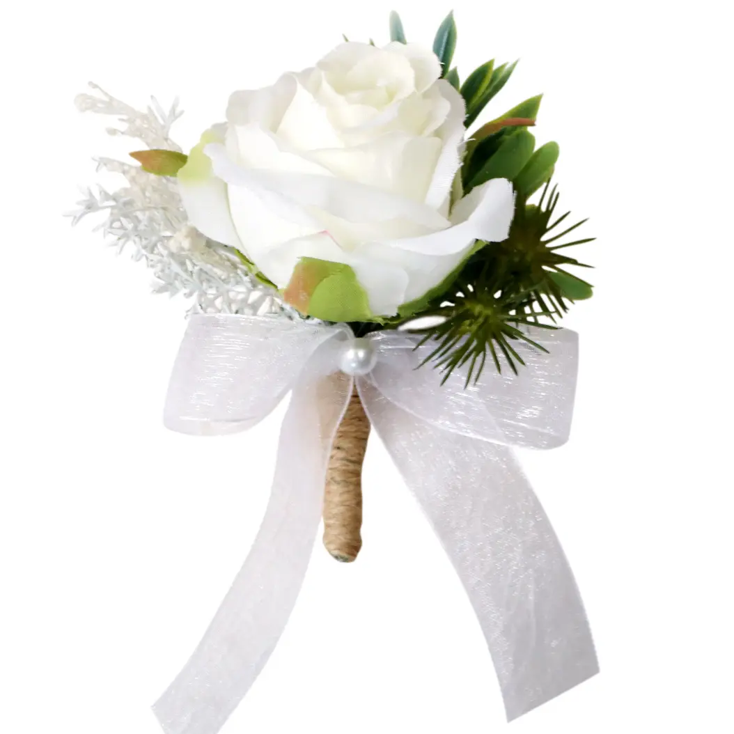 Morili Wedding themed with white and green corsage for the bride and groom groomsmen suit corsage MSC006