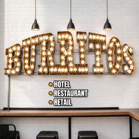 Lettres lumineuses personnalisées rétro à ampoules pour enseigne, lettrage mural intérieur pour pizzeria et restaurant, lettres lumineuses décoratives