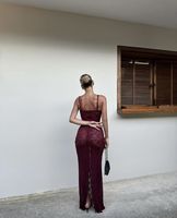 Robe d'été Goodlark pour femme, coupe trapèze, col en dentelle, ajustée, brodée, respirante, en maille polaire, taille unique, rouge uni, décontractée et sexy