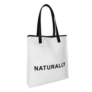 New arrival <b>white</b> color recycled cotton canvas <b>tote</b> <b>bag</b> with printed for ladies - Product Image 3