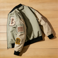 Veste bomber personnalisée Y2K pour femmes, streetwear, vert sauge, broderie en chenille, veste bomber inspirée du sport automobile pour femmes