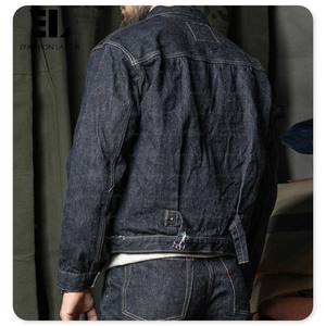Veste en jean LARSUR Custom Denim Factory, denim brut lourd, ourlet brut, fermeture boutonnée, style japonais, boucle parisienne, denim brut, veste en jean - Product Image 2