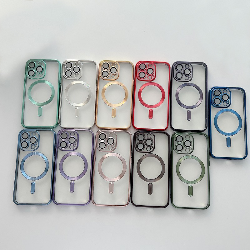 Чехол для iPhone 14 с защитным покрытием для объектива, беспроводной зарядкой, прозрачный Магнитный чехол для iPhone 15 13 pro max 12 pro 11