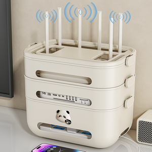 กล่องเก็บเราเตอร์ Wi-Fi สี่ชั้น กล่องเก็บกล่องรับสัญญาณทีวี กล่องจัดเก็บสายเคเบิล กล่องจัดการอุปกรณ์อิเล็กทรอนิกส์ ABS - Product Image 5