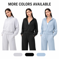 Chaqueta Deportiva Casual de Manga Larga para Mujer, con Cierre, Cuello Alto, Corte Holgado, para Yoga, Running, Gimnasio y Fitness, Otoño-Invierno