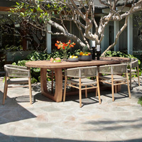 Ensemble table et chaises en teck massif de style nordique pour jardin, terrasse, maison, hôtel et villa
