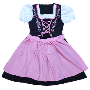 Robe bavaroise pour filles, costume de demoiselle d'honneur pour l'Oktoberfest, tenue rose Dirndl pour Halloween - Product Image 5