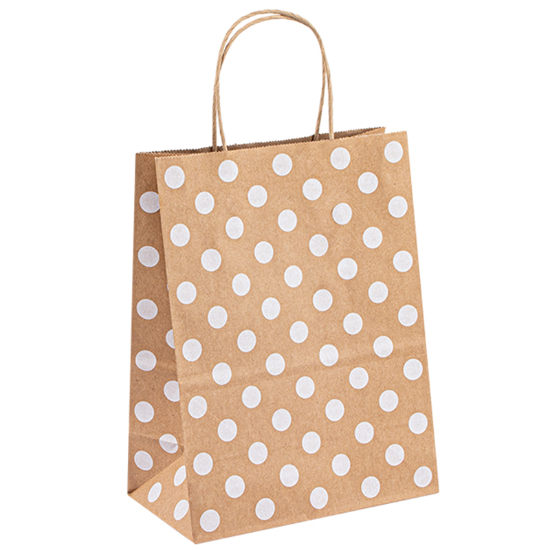 Custom Printing Food Carryout Packaging Twisted Handles Brown Kraft Takeaway Paper Carrier Bag