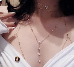 Cadena Fina Dorada con Flores y Encaje, Collar de Cadena para el Cuerpo, Joyería Corporal Sexy y Sencilla para Mujer, Estilo Influencer, Fiesta, Playa, Venta al por Mayor - Product Image 3
