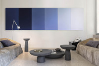 Ensemble de tables basses rondes effet travertin, table d'appoint sculpturale organique pour salon