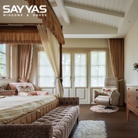 Ventana de Madera Revestida de Aluminio Sayyas W-FL95-IW con Rotura Térmica de Alto Rendimiento para Viviendas Residenciales Eficientes Energéticamente