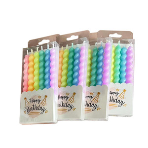 Fileté Romantique <span class=keywords><strong>Rencontre</strong></span> Anniversaire Spirale Bougie Coloré Paraffine Cire pour Fête Atmosphère Décoration Fournitures Gâteau Topping - Product Image 5